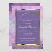 Elegant Diamonds Holographic Quinceañera Einladung (Vorne/Hinten)