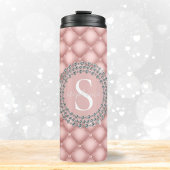 Elegant Diamonds Luxury Blush Pink Monogram Thermosbecher