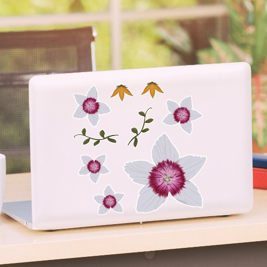 Elegant Dianthus handGezeichnet florale botanische Aufkleber