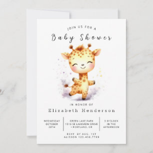 Elegant Digital Giraffe Baby Shower Einladung