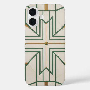 Elegant Dill Green Geometric iPhone 16 Fall Kret Hülle