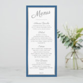 ELEGANT DINNER MENU Moderner Empfang Blau grau Menükarte (Stehend Vorderseite)