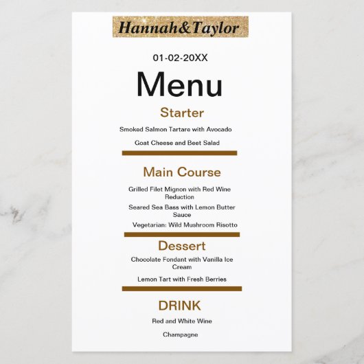 Elegant dinner party menu template (Vorderseite)