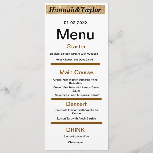 Elegant dinner party menu template menükarte (Vorderseite)