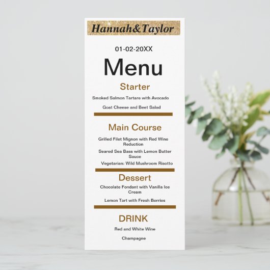 Elegant dinner party menu template menükarte (Stehend Vorderseite)