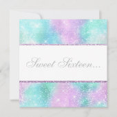 ELEGANT DISCO AQUA GLITZER SWEET 16 EINLADUNG (Vorderseite)