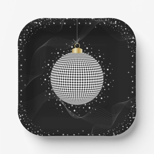 Elegant Disco Ball Christmas Ornament Pappteller (Vorderseite)