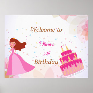 Elegant Disney princess birthday welcome sign Poster