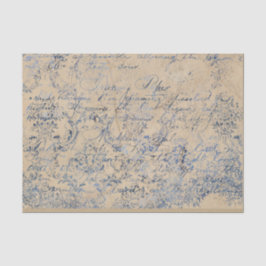Elegant Distressed Blue Damask Seidenpapier