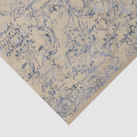 Elegant Distressed Blue Damask Seidenpapier (Ausschnitt)