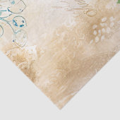 Elegant Distressed Teal Blue Florals & Peacock Seidenpapier (Detail)