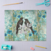 Elegant Distressed Teal Floral & Ravens Seidenpapier (Basteln)