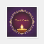 Elegant Diwali Diyas Lila Serviette (Vorderseite)