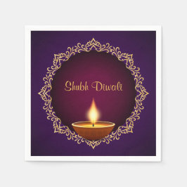 Elegant Diwali Diyas Lila Serviette