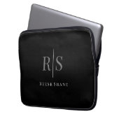 Elegant DIY Grey Monogram & White Name, Black Laptopschutzhülle (Vorderseite Links)