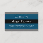 Elegant DIY Monogram Name Blk DkGray Ocean Blue Visitenkarte (Rückseite)