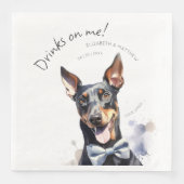 Elegant Doberman Waiter Watercolor anpassbar Serviette (Vorderseite)