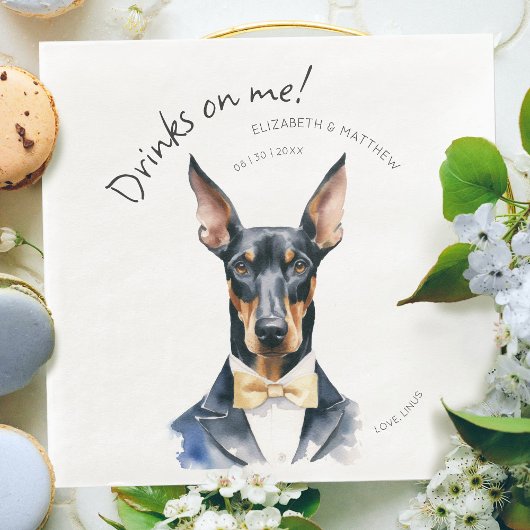 Elegant Doberman Waiter Watercolor anpassbar Serviette