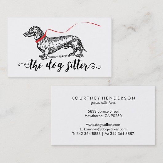 Elegant Dog Sitter Visitenkarte (Vorne/Hinten)