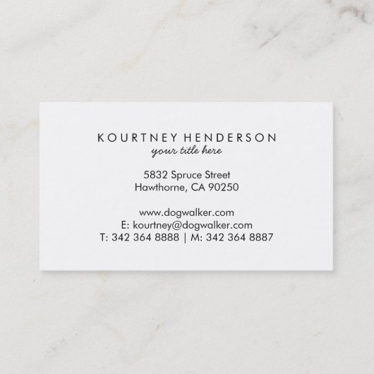 Elegant Dog Sitter Visitenkarte (Rückseite)