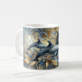 Elegant Dolphins with Golden Floral Waves Kaffeetasse (Vorderseite Links)