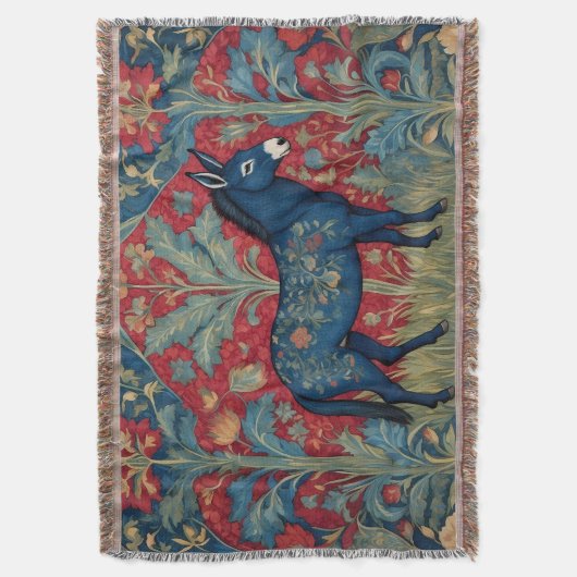 Elegant Donkey William Morris Inspiriert Gemustert Decke (Vorderseite Vertikal)
