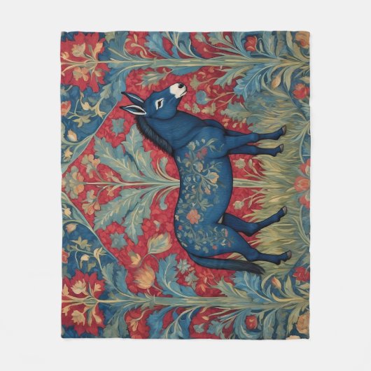 Elegant Donkey William Morris Inspiriert Gemustert Fleecedecke (Vorderseite)