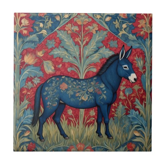 Elegant Donkey William Morris Inspiriert Gemustert Fliese (Vorderseite)