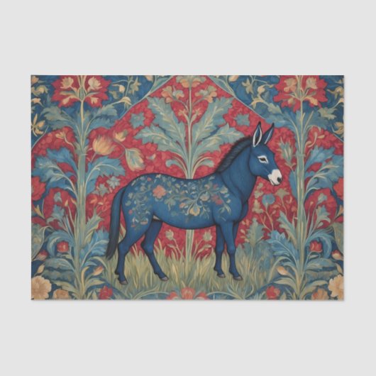 Elegant Donkey William Morris Inspiriert Gemustert Seidenpapier (Vorderseite)
