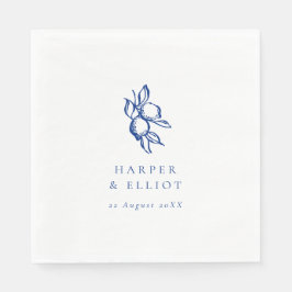 Elegant Doodle Blue Lemons Wedding Serviette