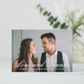 Elegant Dots Wedding Foto Dankeschön Card Dankeskarte (Stehend Vorderseite)