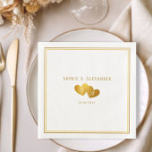 Elegant Double Heart Initials Wedding Serviette