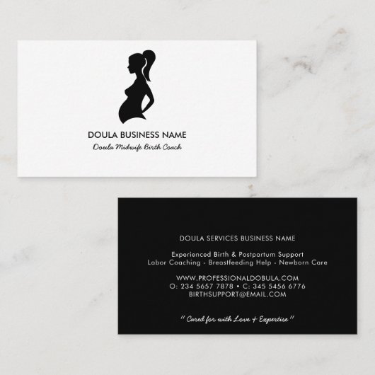Elegant Doula Midfrau Birth Coach Visitenkarte (Vorne/Hinten)