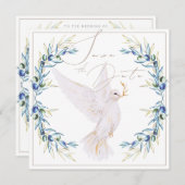 Elegant Dove & Olive Leaves Wedding Save the Date Einladung (Vorne/Hinten)