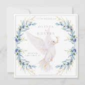 Elegant Dove & Olive Leaves Wedding Save the Date Einladung (Rückseite)