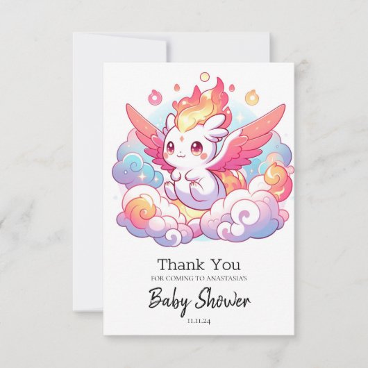 Elegant Dragon Baby Shower Dankeskarte (Vorderseite)