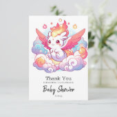 Elegant Dragon Baby Shower Dankeskarte (Stehend Vorderseite)