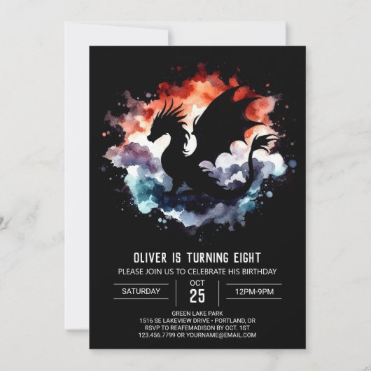 Elegant Dragon Birthday Children Einladung (Vorderseite)
