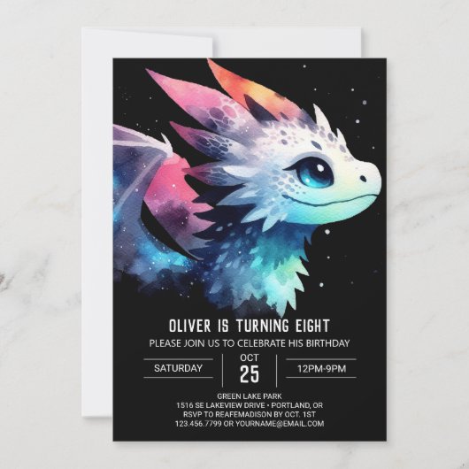 Elegant Dragon Birthday Digital Einladung (Vorderseite)