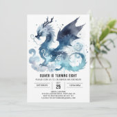 Elegant Dragon Birthday Printable Einladung (Stehend Vorderseite)