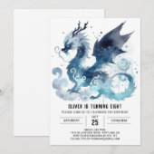 Elegant Dragon Birthday Printable Einladung (Vorne/Hinten)