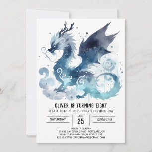 Elegant Dragon Birthday Printable Einladung