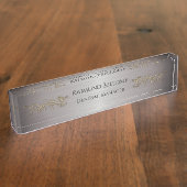 Elegant Dragon Silver Metallic Desk Namplate Namensplakette (Seite)