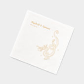 Elegant Dragon Sketch | Wedding Custom Gold Servietten Mit Folie (Links)