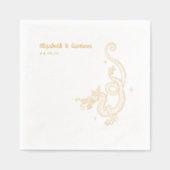 Elegant Dragon Sketch | Wedding Custom Gold Servietten Mit Folie (Vorderseite)