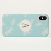 Elegant Dragonflies Blue Monogram Case-Mate iPhone Hülle (Rückseite (Horizontal))