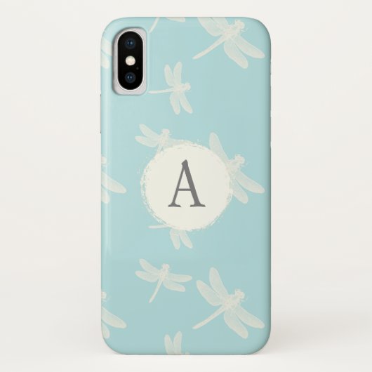 Elegant Dragonflies Blue Monogram Case-Mate iPhone Hülle (Rückseite)