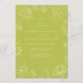 Elegant Drawn Floral Citrus Green Garden Wedding Einladung (Vorderseite)