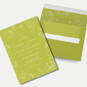 Elegant Drawn Floral Citrus Green Garden Wedding Einladung