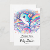 Elegant Dreamy Dolphin Baby Shower Dankeskarte (Vorne/Hinten)